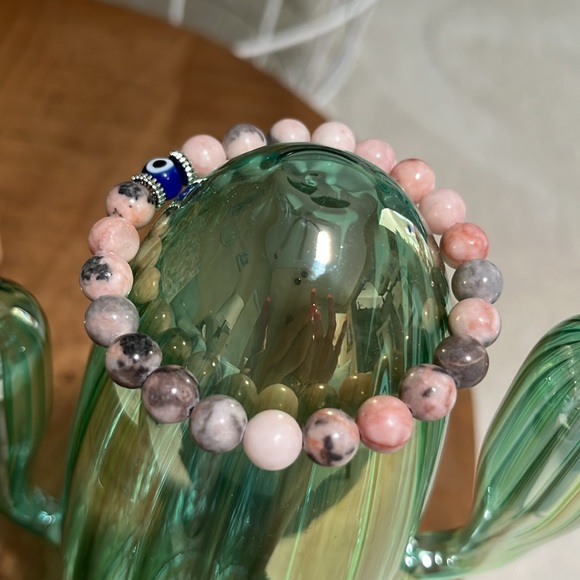 EVIL EYE MOONSTONE CRYSTAL BEADED BRACELET. NEW - Picture 2 of 4